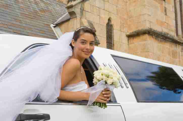 Bride in limousine